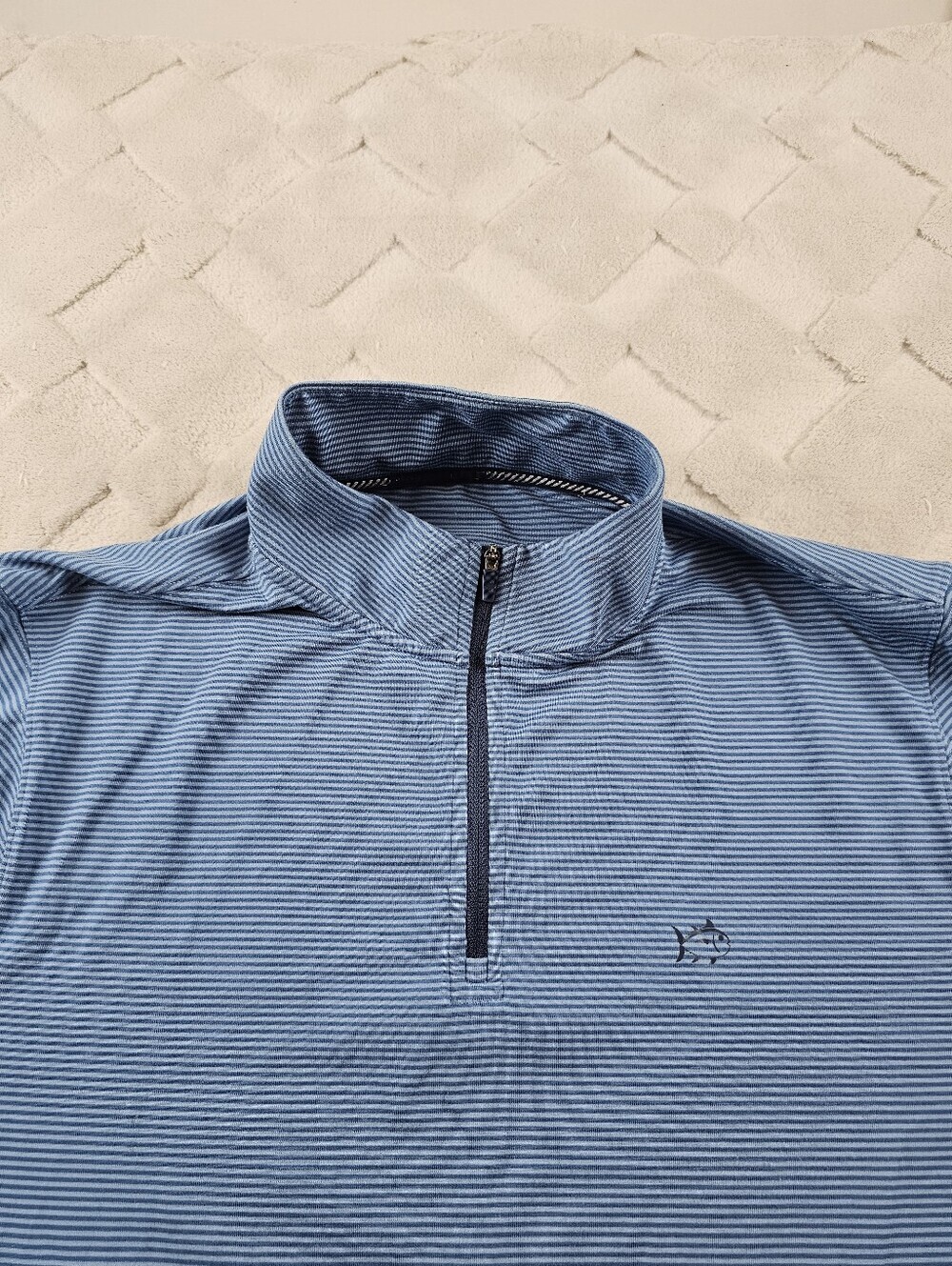 Southern Tide Quarter Zip Sweatshirt Mens Large Striped Blue Performance Golf - Picture 2 of 9